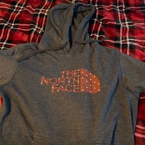 grey northface sweatshirt